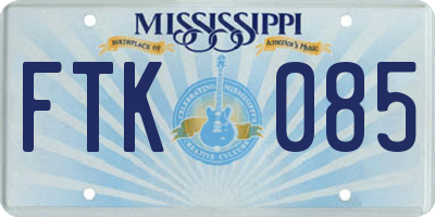 MS license plate FTK085