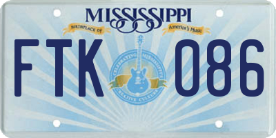 MS license plate FTK086