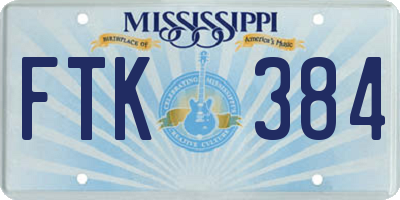 MS license plate FTK384