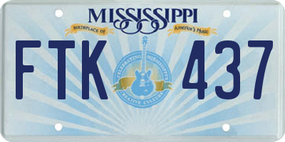 MS license plate FTK437