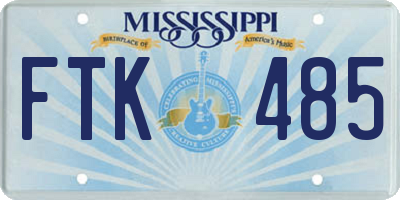 MS license plate FTK485