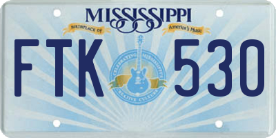 MS license plate FTK530