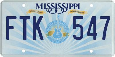 MS license plate FTK547