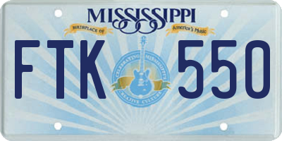 MS license plate FTK550