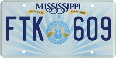 MS license plate FTK609