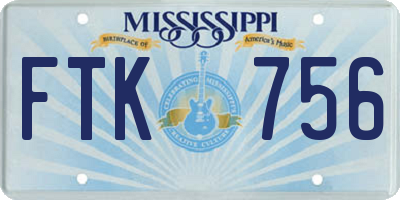 MS license plate FTK756