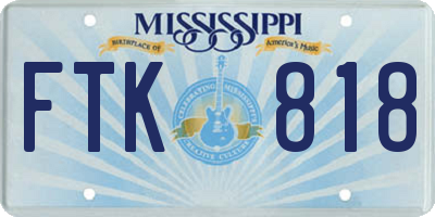 MS license plate FTK818