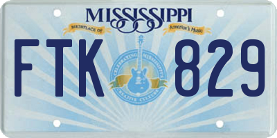 MS license plate FTK829