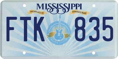 MS license plate FTK835