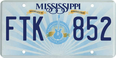 MS license plate FTK852