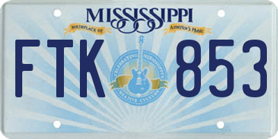 MS license plate FTK853