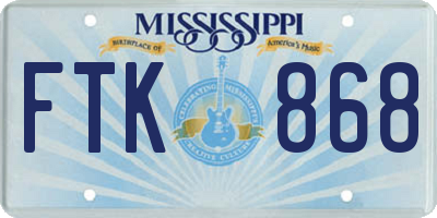 MS license plate FTK868