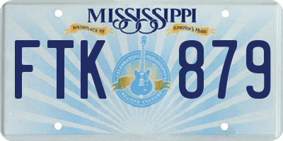MS license plate FTK879