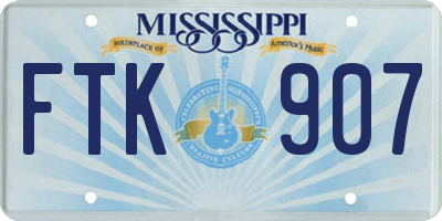 MS license plate FTK907