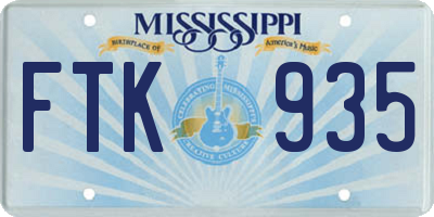 MS license plate FTK935
