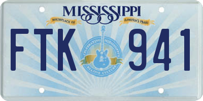 MS license plate FTK941