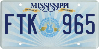 MS license plate FTK965