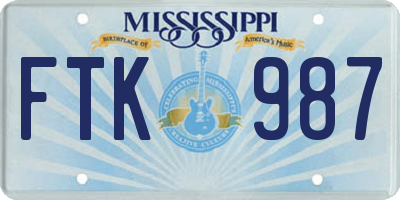 MS license plate FTK987