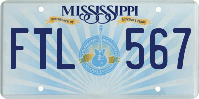 MS license plate FTL567