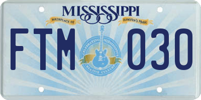 MS license plate FTM030