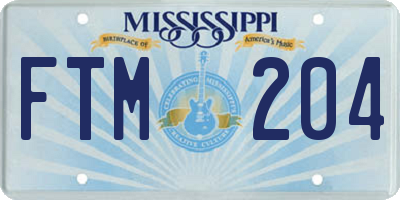 MS license plate FTM204