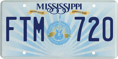 MS license plate FTM720