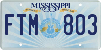 MS license plate FTM803