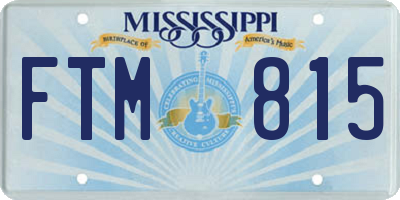 MS license plate FTM815