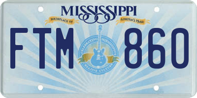 MS license plate FTM860
