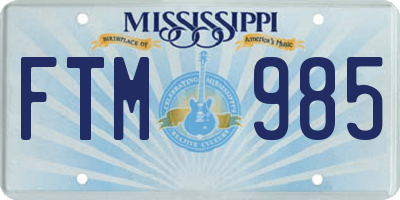 MS license plate FTM985