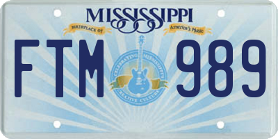 MS license plate FTM989