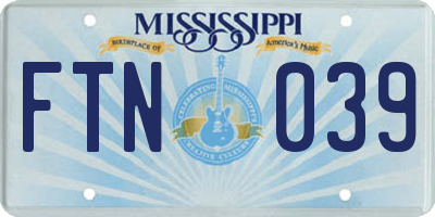 MS license plate FTN039