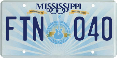 MS license plate FTN040
