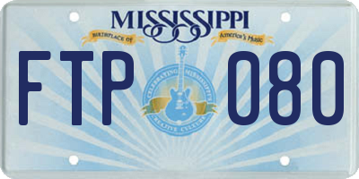 MS license plate FTP080