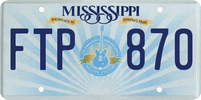 MS license plate FTP870