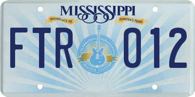 MS license plate FTR012