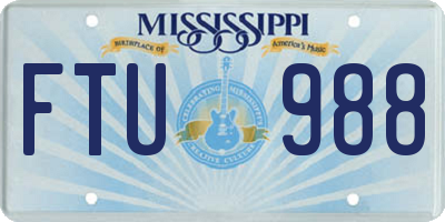MS license plate FTU988
