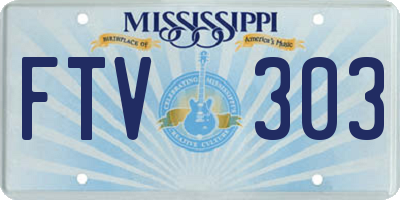MS license plate FTV303
