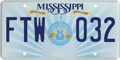 MS license plate FTW032