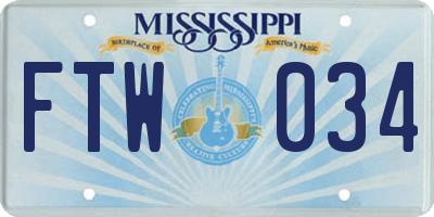 MS license plate FTW034