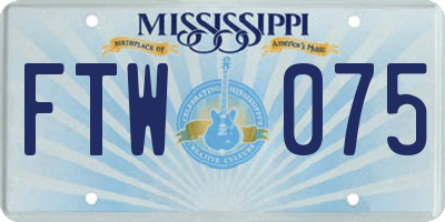 MS license plate FTW075