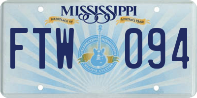 MS license plate FTW094