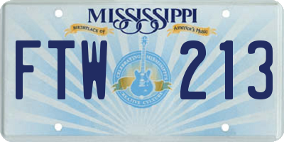 MS license plate FTW213
