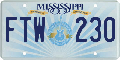 MS license plate FTW230
