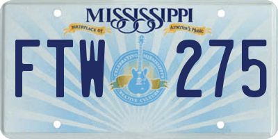 MS license plate FTW275