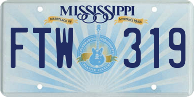 MS license plate FTW319