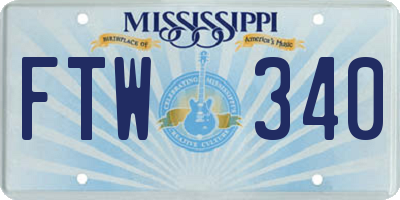 MS license plate FTW340