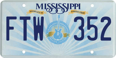 MS license plate FTW352