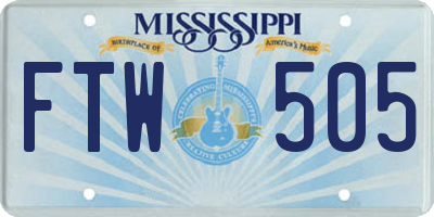 MS license plate FTW505