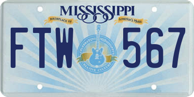 MS license plate FTW567